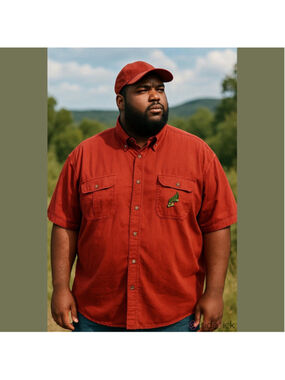 North River Outfitters Red Outdoors Short Sleeve Button Up Shirt Men's XXL